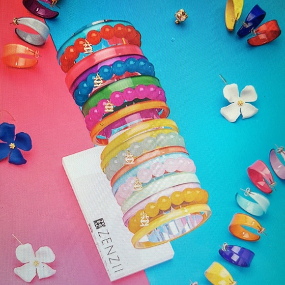 Zenzi Colorful Resin Bangle Bracelets - Picture 7 of 8